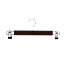 Houten hanger zwart recht met metalen klemmen HH23029L